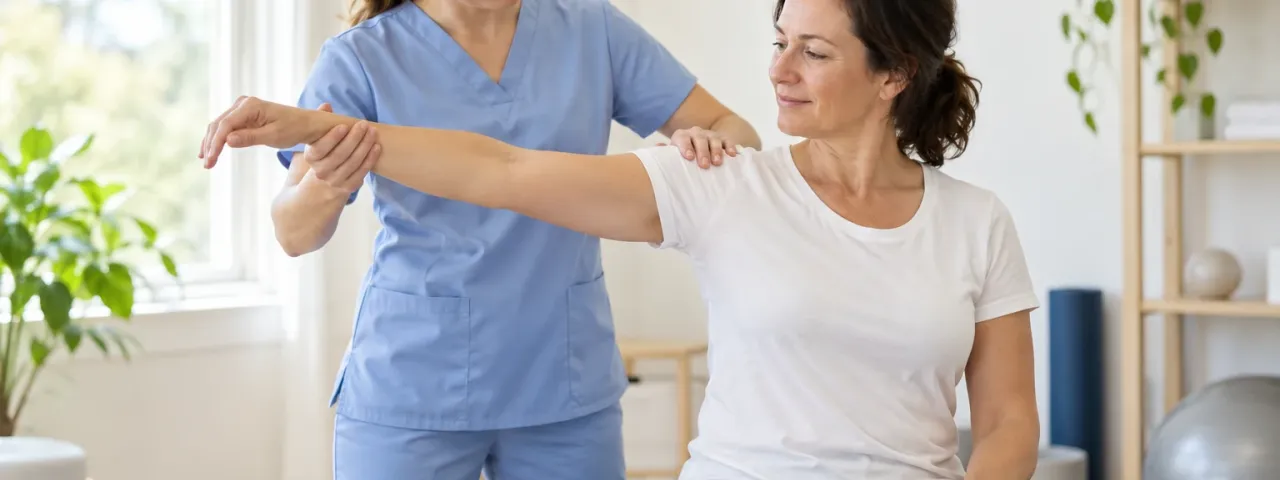 Valoración del movimiento del brazo con una fisioterapeuta