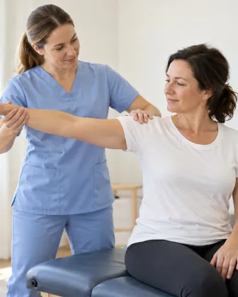 Valoración del movimiento del brazo con una fisioterapeuta